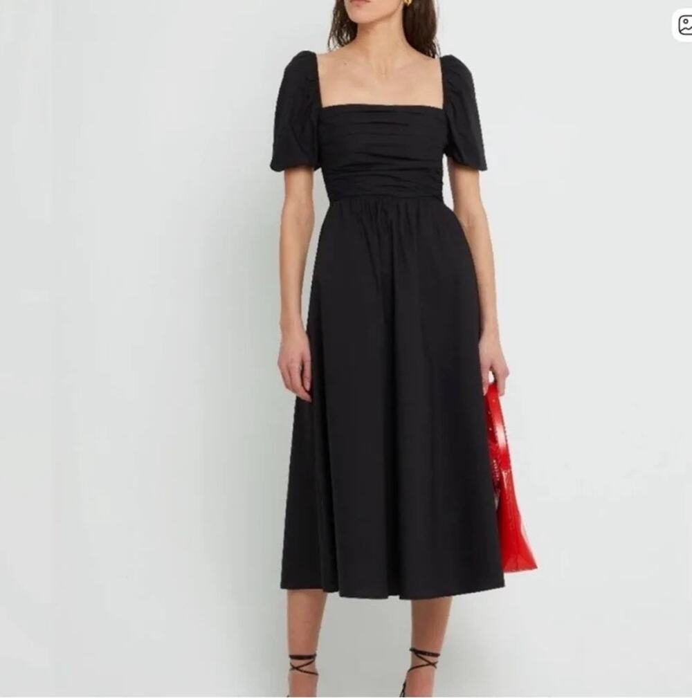 NWT Few Moda O.P.t. River Cotton Midi Dress Black US 4 Whimsigoth Cottagecore